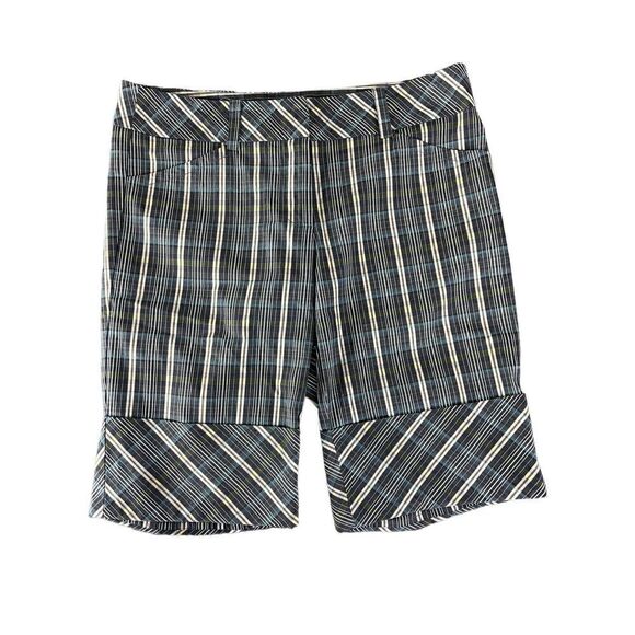 Trina Turk Plaid Cuffed Bermuda Shorts Size 2 MADE‎ IN USA - Picture 1 of 9